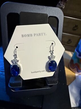 Bomb Party Royal Blue lab created sapphire Drop Earrings